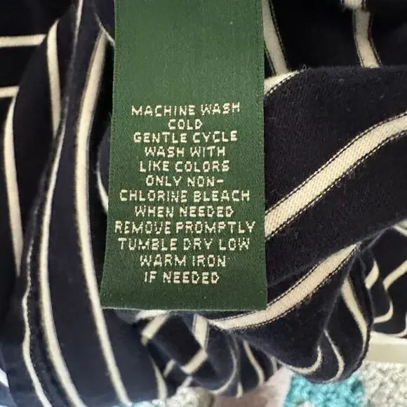 Lauren Ralph Lauren Dress Nautical Stripe Lace Up Sheath Sleeveless Summer MED - Picture 6 of 8